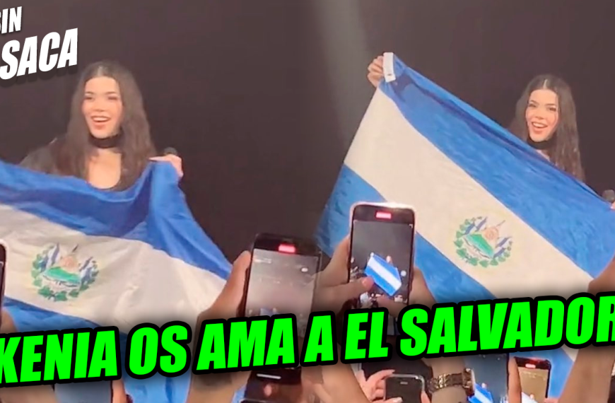  Kenia Os demostró el amor que le tiene a El Salvador y levantó la bandera del pulgarcito…