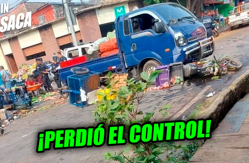 Camioncito perdió el control y pasó arrollando a varios vendedores de frutas y verduras