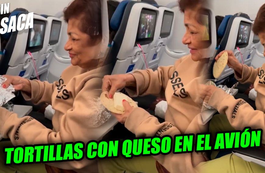 La Tía María se pela y se pone a comer tortillas con queso en pleno vuelo