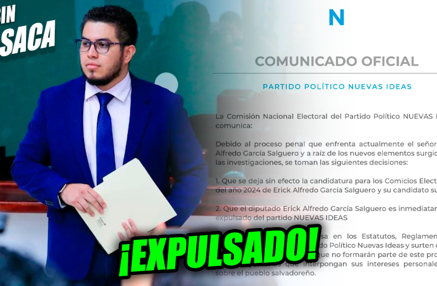 Limpiando la casa: Nuevas Ideas expulsa al diputado Erick García