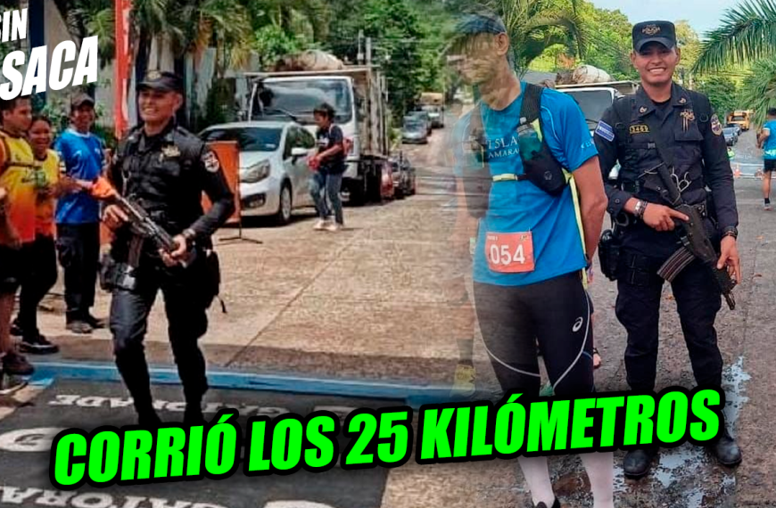 Agente de la PNC se viraliza por correr con su uniforme una maratón de 25 kilómetros