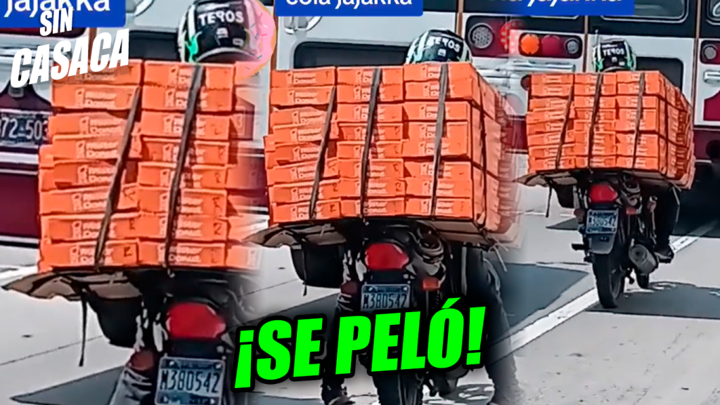 Motociclista se vuelve viral por llevar 50 cajas de donas amarradas en…