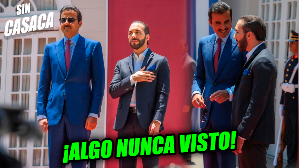 El emir de Qatar fue recibido en Casa Presidencial por Nayib Bukele