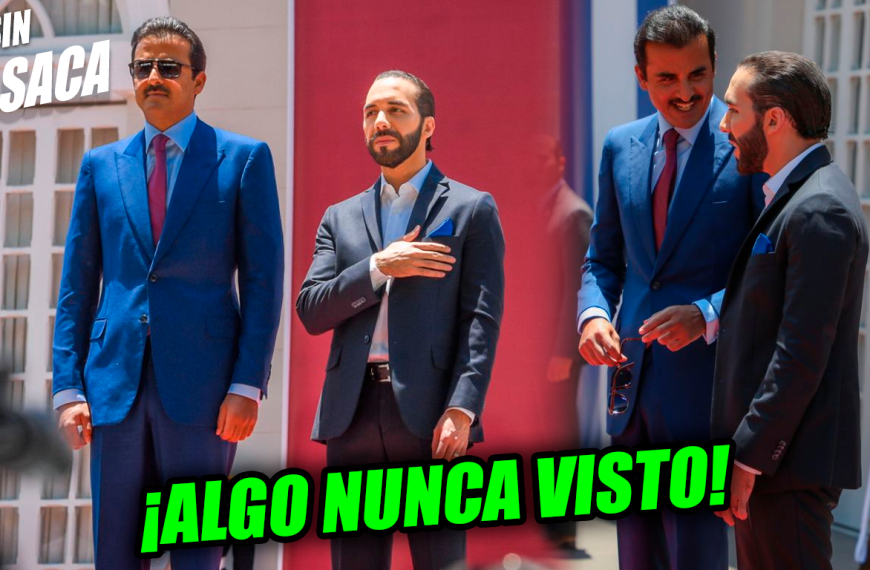 El emir de Qatar fue recibido en Casa Presidencial por Nayib Bukele